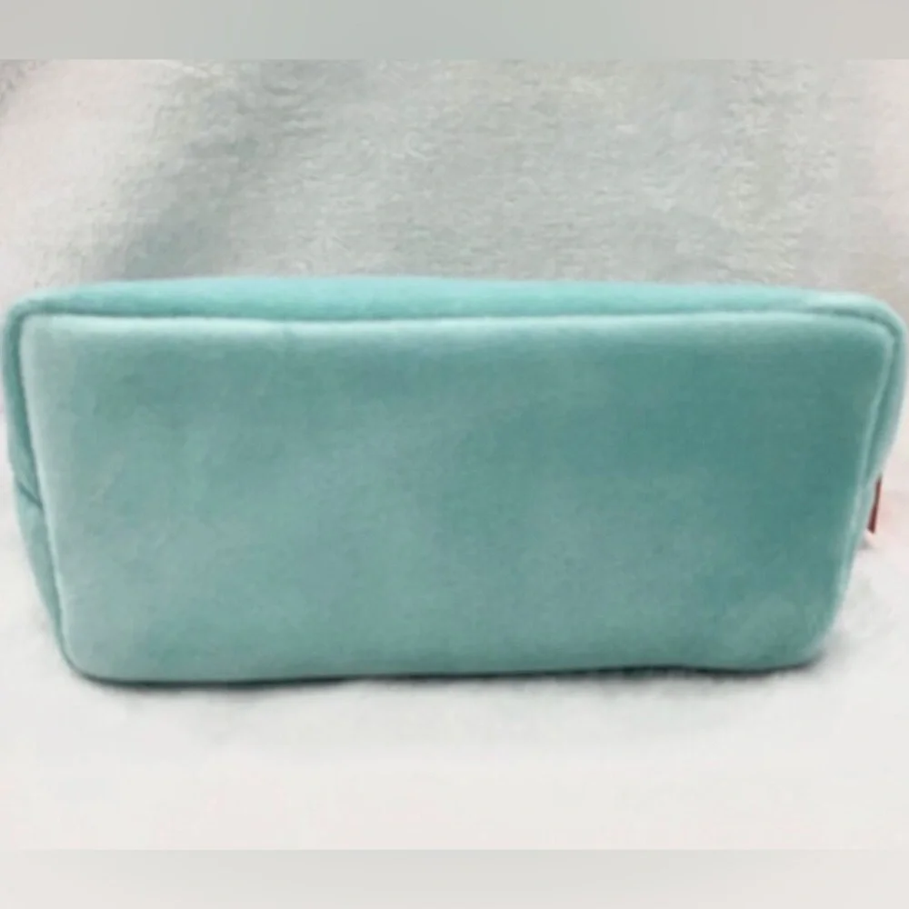 Juicy Couture Aqua Blue Velour ✈️ Travel Makeup Toiletry Cosmetics Bag NWT